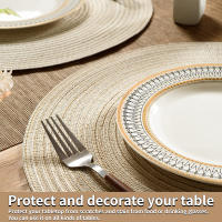 Juego De 6 Tapetes Redondos Tejidos a Mano Para Mesa De Comedor Navidad Y Bodas 34cm Resistente Al Calor Ecológicos De Poliéster Y Algodón - details 13