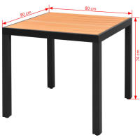 vidaXL Mesa de jardín de aluminio y WPC marrón 80x80x74 cm - details 2