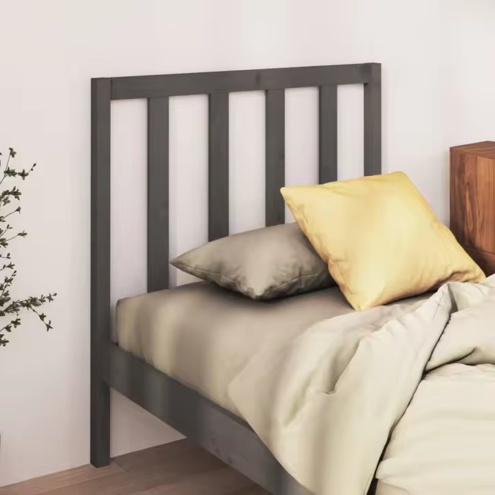 vidaXL Cabecero de cama madera maciza de pino gris 95x4x100 cm - 1