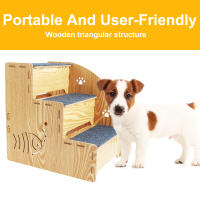 Escaleras De Madera Para Perros 3 Niveles Antideslizantes Pasarela Para Sofá Y Cama Pequeños a Grandes Mascotas Pasos Desmontables Para Perros Y Gatos - details 1