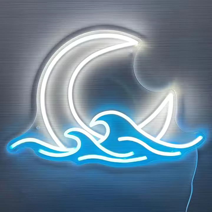 Ilumina Tu Habitación Con El Leño De Luna Sobre El Mar LED De Nieve De Noche Luz De Neón Para Decoración Del Hogar Regalo De Anime - 1