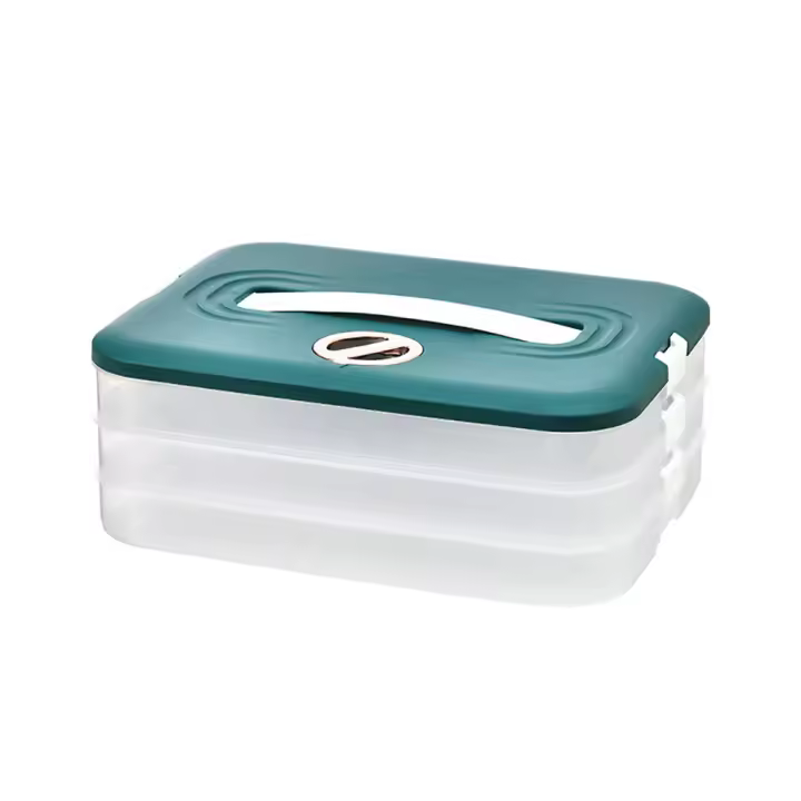 Almacenamiento de alimentos, dispensadores, Estante para alimentos para refrigerador, Caja de almacenamiento para bolas de masa heredada, Caja de almacenamiento de alimentos apilable de 3 Capas, contenedor con tapa - 1