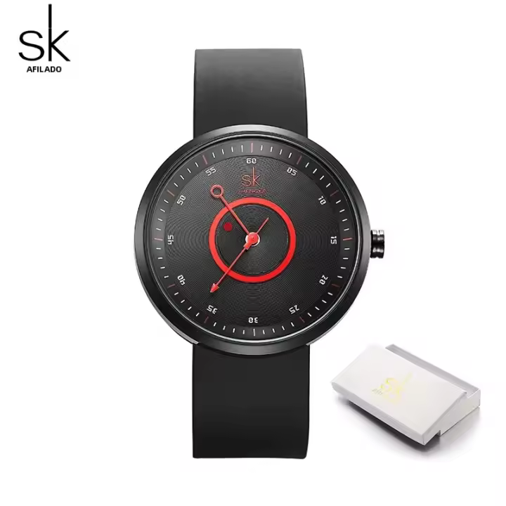 Reloj De Pulsera Para Mujer Shengke Azul Con Correa De Silicona Cómoda Diseño De Manecillas Y Agujas Quartzo Dial Grande De 41mm Relogio Feminino Resistente Al Choque Y Al Agua - 1