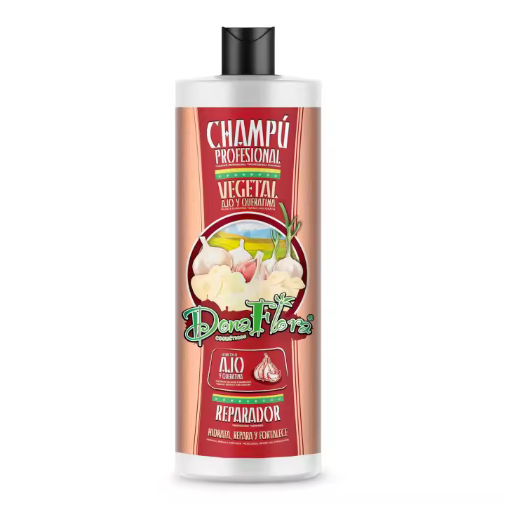 Dona Flora Champú Ajo y Queratina 1000ml - Reparar y Fortalecer el Cabello - Vendido por Beauty World Distributor - 1