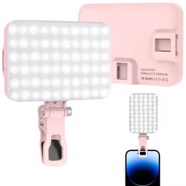 Luz de relleno para videoconferencia LED recargable con clip teléfono Android IPad portátil maquillaje tiktok selfie vlog iPhone - 1