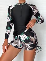 Bañador de manga larga para mujer, conjunto de Tankini deportivo para surfear, ropa de playa, trajes de baño de dos piezas para piscina - details 1