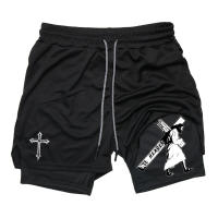 Shorts De Entrenamiento Para Hombre Con Estampado De Cruz Ángel 2 En 1 Secado Rápido Bolsillo Para Teléfono Y Anillo De Toalla Activewear Para Gimnasio Y Correr - details 17