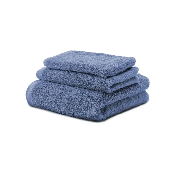 Juego Toallas Baño 700 Gr LISO - Rizo 100% Algodón Orgánico - Pack 3 Piezas (Tocador+Lavabo+Ducha). Color Azul - Sedalinne - 1