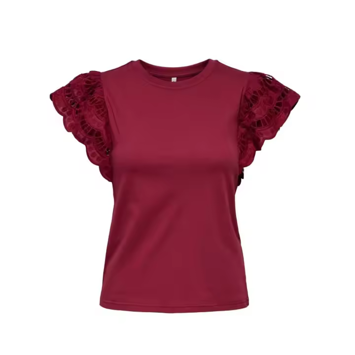 ONLMACY S/S O-NECK MIX TOP  JRSRuby Wine - 1
