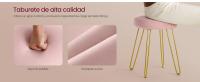 VASAGLE Tocador con Taburete e Iluminación, Regleta de Enchufes, Espejo Giratorio, Tocador, 40 x 80 x 134,8 cm, Tocador con Cajones, Taburete Tapizado, Blanco Mate y Dorado Pálido - details 3
