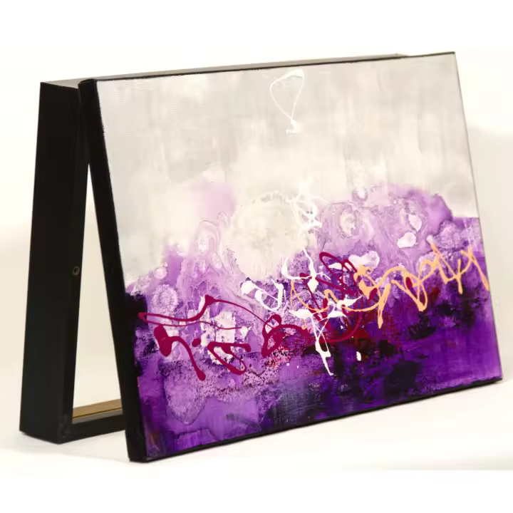 Cuadroexpres - Tapa de Contador Pintada a Mano, Abstracta, en Lila y Gris, 37x22x4 cm (41x26x6 medida exterior) Con tornillos y tacos para colocar en la pared. Moderna, 100% Original, Muy Decorativa. Con Relieve. Fabricada en España - 1