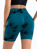 Shorts De Gimnasio Para Mujer Con Diseño De Tie Dye Y Cintura Elástica Ancha Sin Costuras De Alta Cintura Leggings De Deporte - details 16