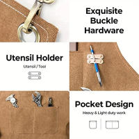 Delantal De Lona Para Cocina Resistente Al Aceite Con Bolsillos Para Herramientas Para Hombres Y Mujeres Adultos Estilo De Café - details 3