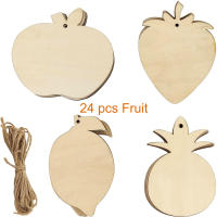 24 Pack Cortes De Frutas De Madera No Pintadas Para Pintar Manualidades Colgantes De Forma De Manzana Limón Piña Fresa Decoraciones De Artesanía Y Regalos - details 0