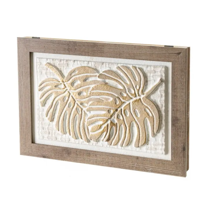 Lola Home Tapa contador luz o cuadro eléctrico de hojas pintado a mano sobre lienzo blanco y natural de 50x6x35 cm - 1
