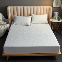 Sábana Impermeable Con Cinturones Elásticos Tamaño Queen/King Color Sólido Protector De Matrícula Para Cama Doble - details 7