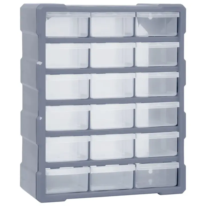 vidaXL Organizador Multicajones con 18 Cajones Intermedios Herramientas Taller Color Naranja y negro,  Gris, y mas - 1
