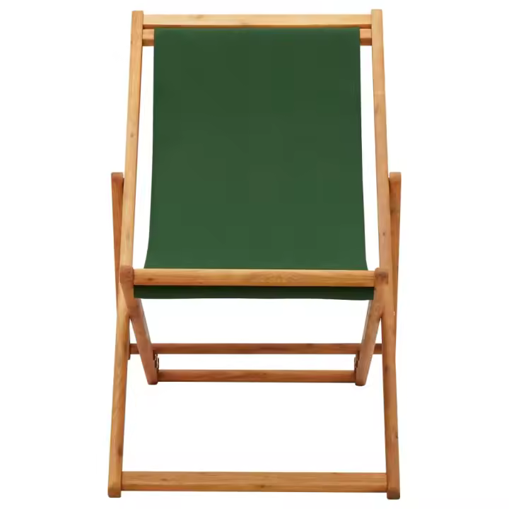 Lona Madera de eucalipto y verde Silla de Playa plegable - 1
