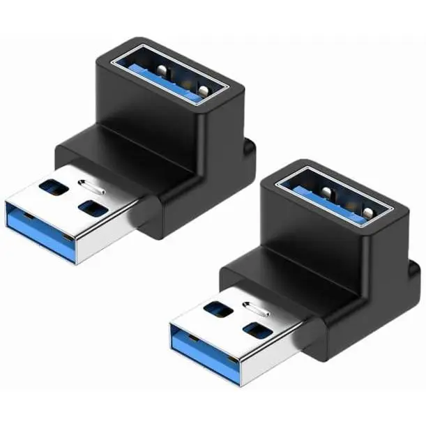 Adaptador USB 3.1 de 90 grados, paquete de 2, adaptador de extensión de ángulo recto USB 3.1 macho a hembra, adaptadores de acoplador tipo A a USB-A para disco duro, teclado - 1