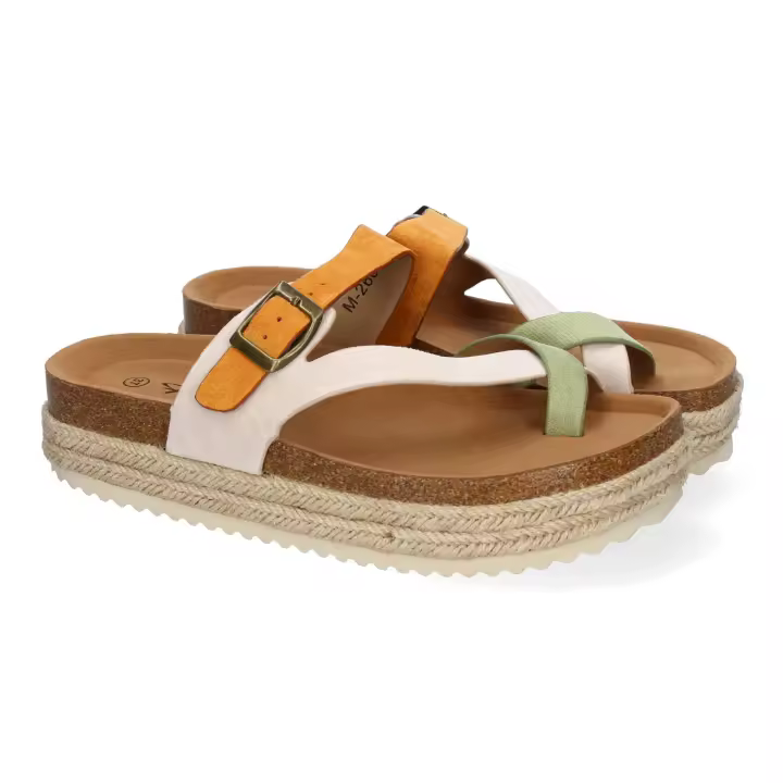PuntoSalao Sandalias de plataforma bio en yute tipo esclava para mujer color verde M-266 - 1