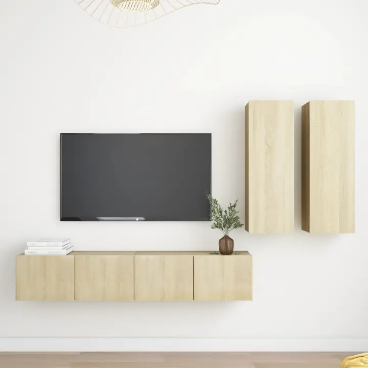 vidaXL Juego de muebles de salón 4 piezas roble Sonoma - 1