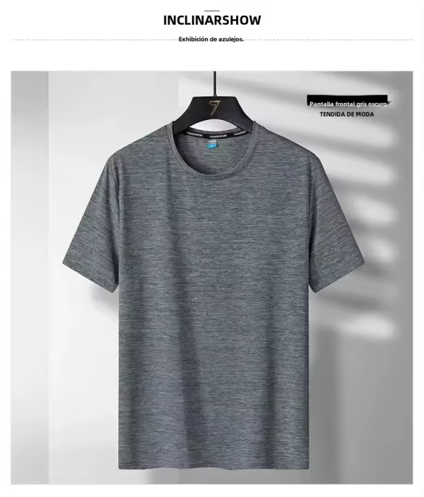 Camiseta Deportiva De Hombre Para Verano Con Mangas Cortas Secado Rápido Transpirable Absorbedor De Sudor Top Casual Ligero - 1