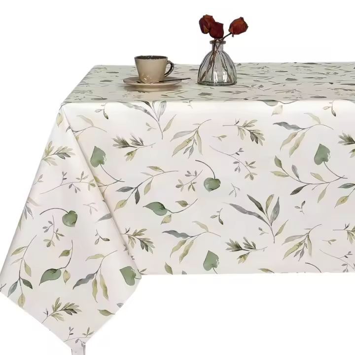 Mantel PVC, Mantel de hule, Ideal para el hogar, Cocina, Comedor, Fácil de limpiar,Apto para todas las mesas.   Plantas, Hojas, - 1