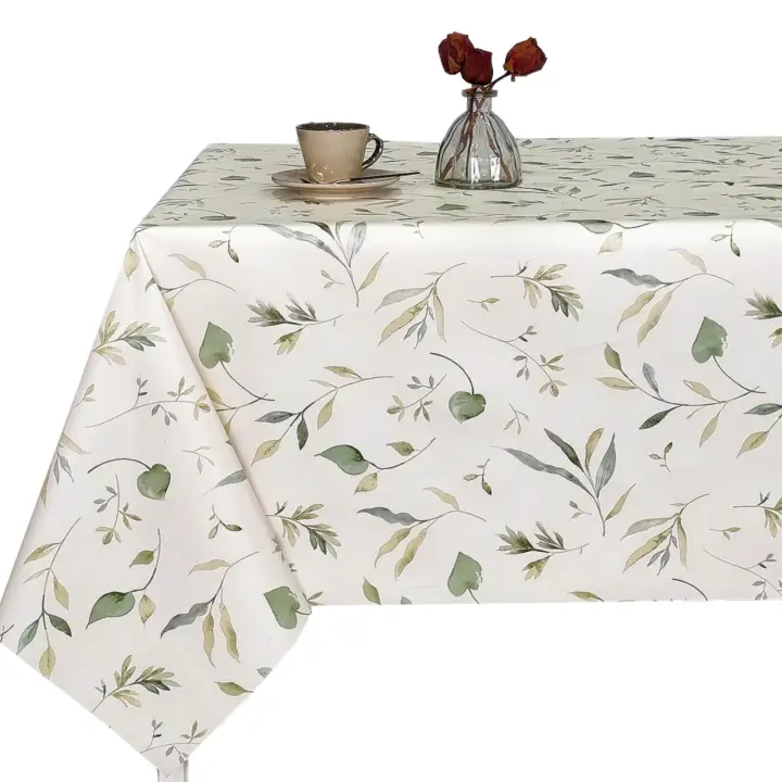 hule mesa rectangular, manteles mesa, mantel, mantel hule, mesa comedor, mantel mesa rectangular, mantel pvc mesa rectangular, Ideal para el hogar, Fácil de limpiar, Impermeable, fondo Vainilla, Plantas, Hojas, Artístico, 44 11. - 1