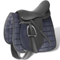 vidaXL Set Silla Montar a Caballo 16” 14 cm Cuero Equitación Hípica Color Marrón,  Negro, y mas - details 1