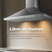 EVVO Campana Extractora CE25 Pyramid, Ancho 90 cm, Inox, 350 m³/h, 3 Velocidades, Luz LED, Filtro Carbón Activo, Inox - details 1