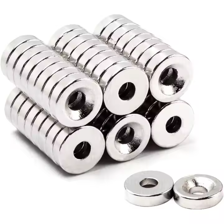 50 imanes redondos de neodimio potentes para manualidades, pasatiempos, pizarras blancas, neveras y oficinas. Agujero de 10 mm x 3 mm x 3 mm de grosor. - 1