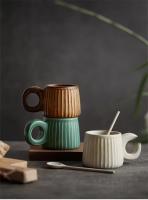 Taza De Café De Cerámica Artesanal Retro Nórdico 250ml Taza De Agua Y Té Con Flor Pull Latte Para Desayuno Ecológica - details 0