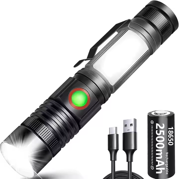 LED interior recargable COB Militar de Alta potencia, ajustable, portátil, para reparación de vehículos, Emergencias, cycling, acampada y montañismo, with Batería USB 18650 y base magnética [Clase Energética A ++] - 1