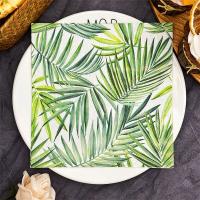 Toallas De Papel Impresas Para Hotel Restaurante Decoración De Mesa Con Hojas Verdes Frescas Y Flores Colores Variados 20pcs/paquete Tamaño 33x33cm 2 Capas - details 0