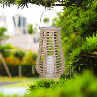 Lámpara Solar Exterior IP44 Impermeable Gran Rattan Para Jardín Decoración Del Hogar Luz Colgante De Técnica Art Déco Con Batería Recargable LED De 3.7V - details 2