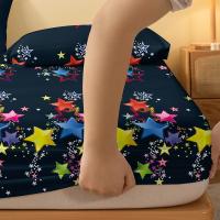 Sábana Matte Con Patrones Dispersos De Estrellas Coloridas Colcha De Cama Para Dormitorio Hecha De Poliéster 100% - details 4