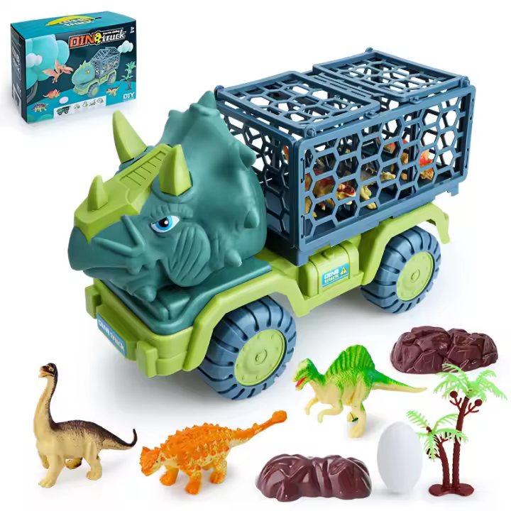 Juguetes De Camión Con Dinosaurio Triceratops Matriz De Actividades Grande Juego De Dinosaurios Con Huevos Para Niños Y Niñas - 1