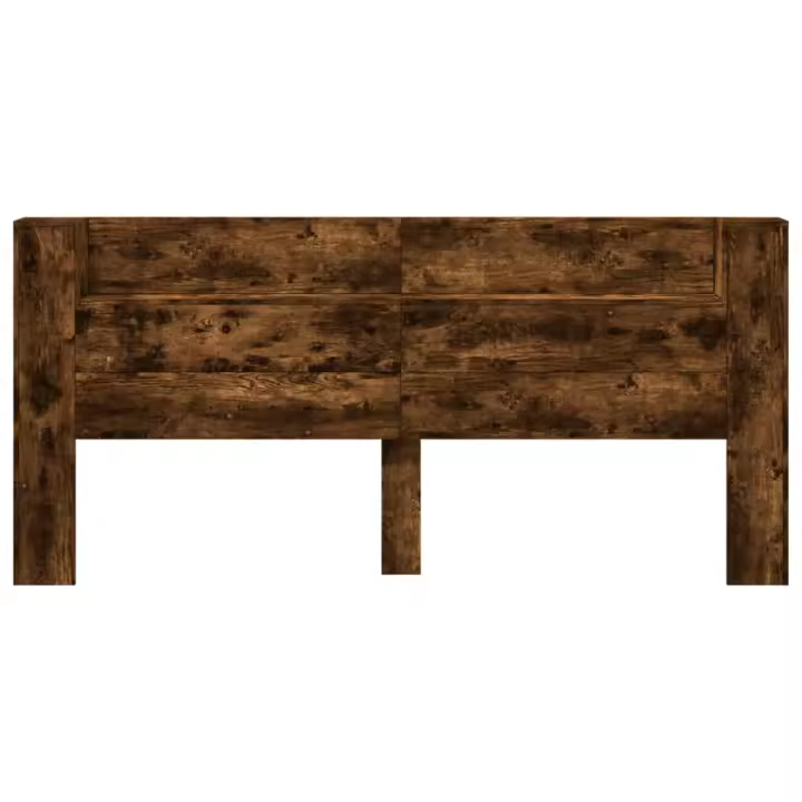 vidaXL Cabecero de cama con luz LED roble ahumado 220x16,5x103,5 cm - 1