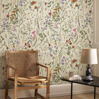 Papel Tapiz PVC Floral Beige Pálido Adhesivo Para Cocina Baño Decoración De Pared Resistente Al Agua Y a La Humedad Estilo Pastoral - details 6