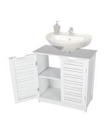 JJA Mueble Armario Bajo Lavabo Mueble Baño 2 Puertas 1 Estantería Madera Blanco 60x30x70 Cm - Optimiza Espacio Baño - details 2