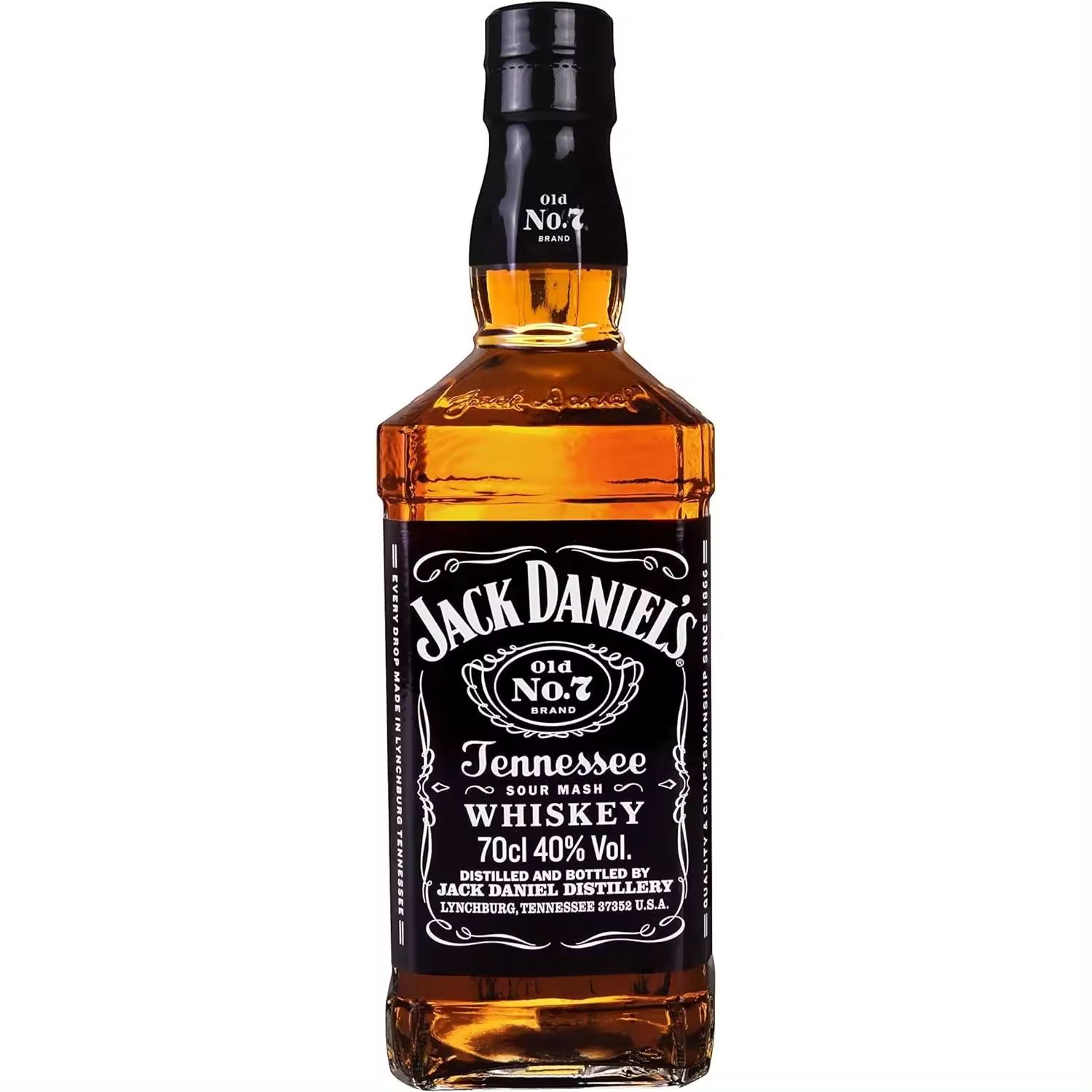 JACK DANIEL'S Old Nº 7 whiskey de Tennessee botella 70 cl,Whiskey Suave e Intenso al Paladar, 40% Vol.