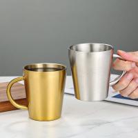Taza De Acero Inoxidable 300ml Con Mano Para Bebidas Y Café Doble Capa Para Hogar Y Comedor Tazas De Cerveza Dorado Y Plata - details 6