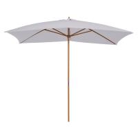 Outsunny Sombrilla Terraza Exterior 295x200 cm con Mástil de Madera Varillas de Bambú y Polea Parasol de Jardín Rectangular Impermeable para Patio o Terraza Estilo Clásico Blanco - details 0