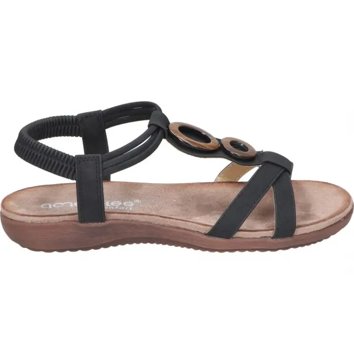 SANDALIAS PLANAS AMARPIES ABZ17064 PARA MUJER EN COLOR NEGRO - 1