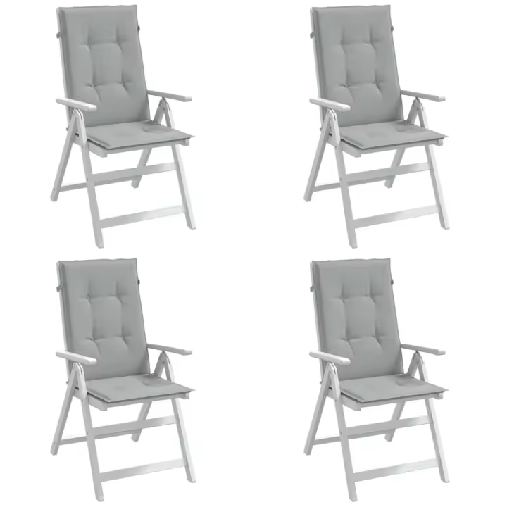 vidaXL Cojines para silla respaldo alto 4 uds tela gris claro melange - 1