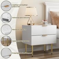 Mesita de noche para dormitorio, Mesita de noche Blanca con diseño, Mesita de noche Moderna, Pitas metálicas. - details 3