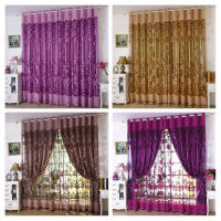 Cortinas De Tulle Rojo Con Flores Y Hojas Transparentes Para Decoración De Sala De Estar Y Dormitorio Cortinas Voile Organza De Doble Capa Para Ventana - details 0