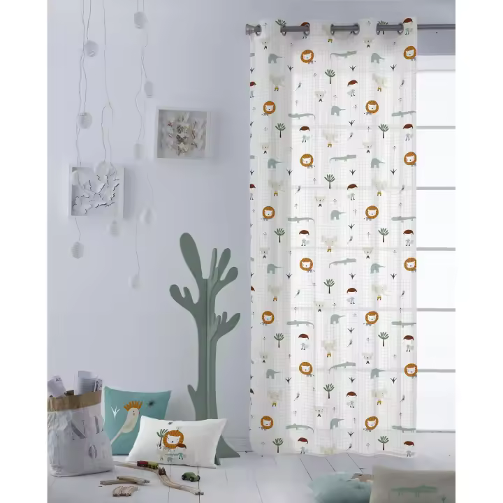 CORTINA CON OJALES JUNGLA NIÑO B HEI 100% ALGODÓN HACIENDO EL INDIO FABRICADO EN ESPAÑA - 1