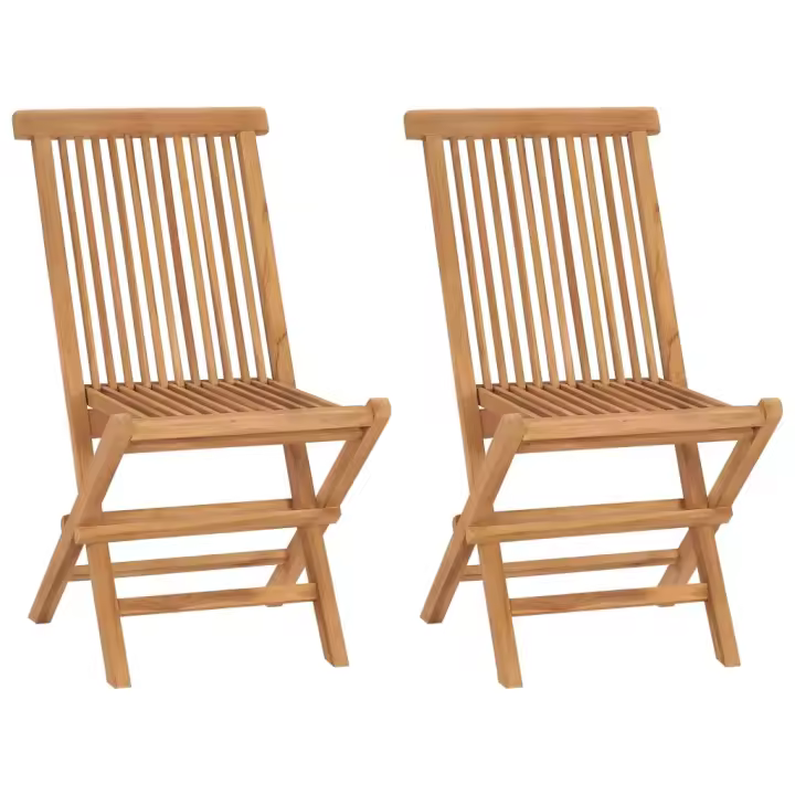 vidaXL Sillas de jardín plegables madera maciza de teca Set de 2/4/6/8 - 1