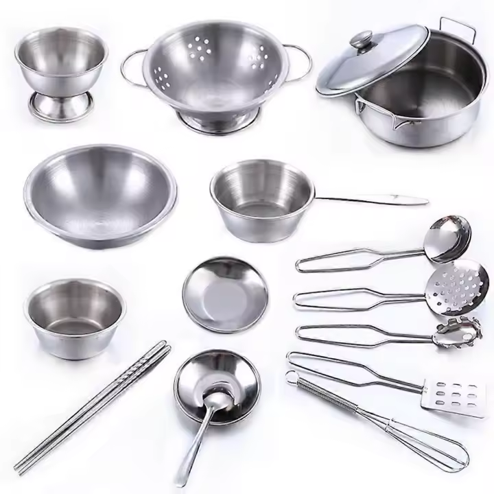 16 Pcs Kids Play House Juguetes de Cocina Utensilios de Cocina Ollas Sartenes Gift - 1
